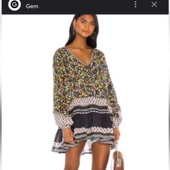Free People Gardenia Tunic mixed print with metallic sequin trim - Picture 1 of 10